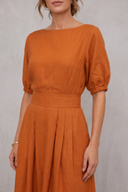 Puff Sleeve Top And Midi Skirt Set For Women