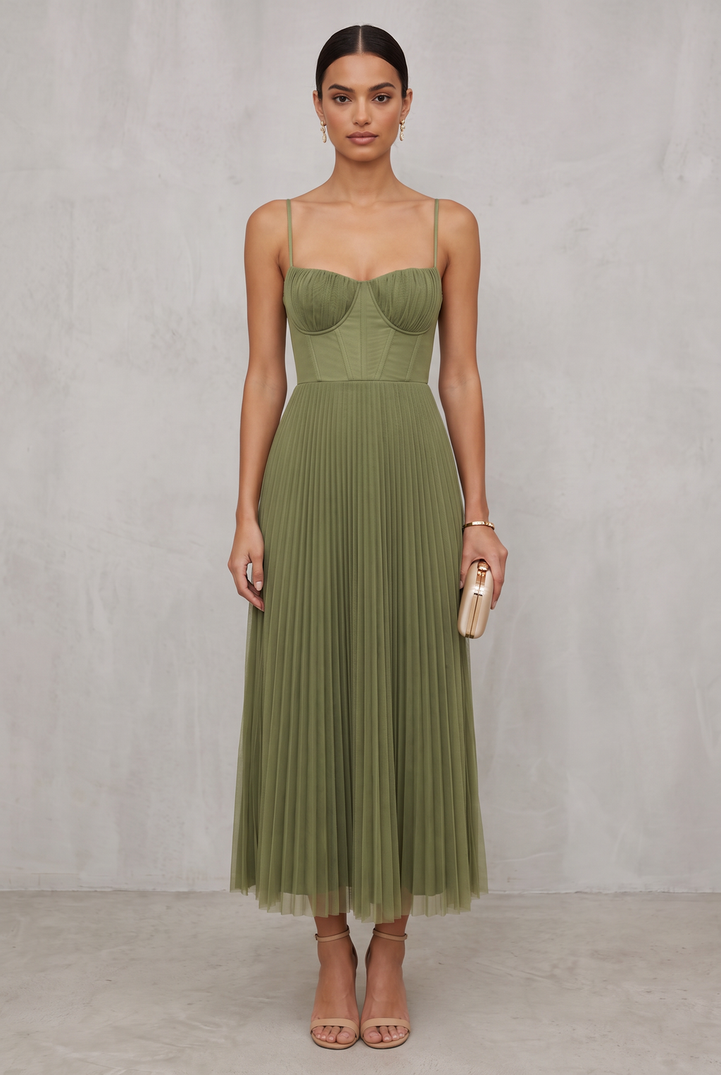 Pleated Midi Dress For Women