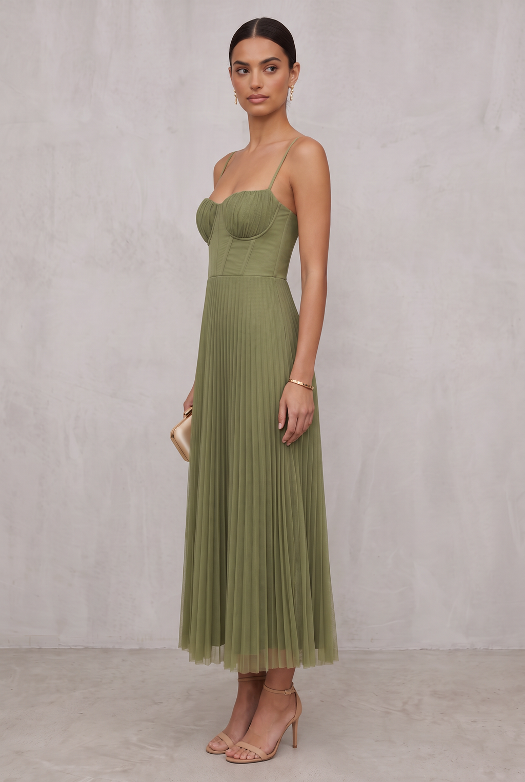 Pleated Midi Dress For Women
