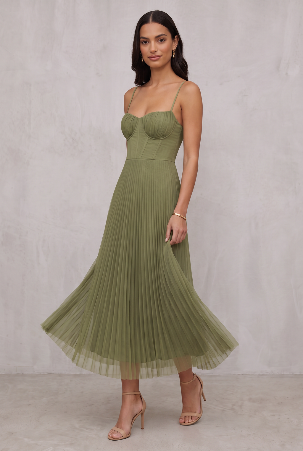 Pleated Midi Dress For Women