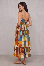 Multicolour Geometric Print Midi Dress For Women