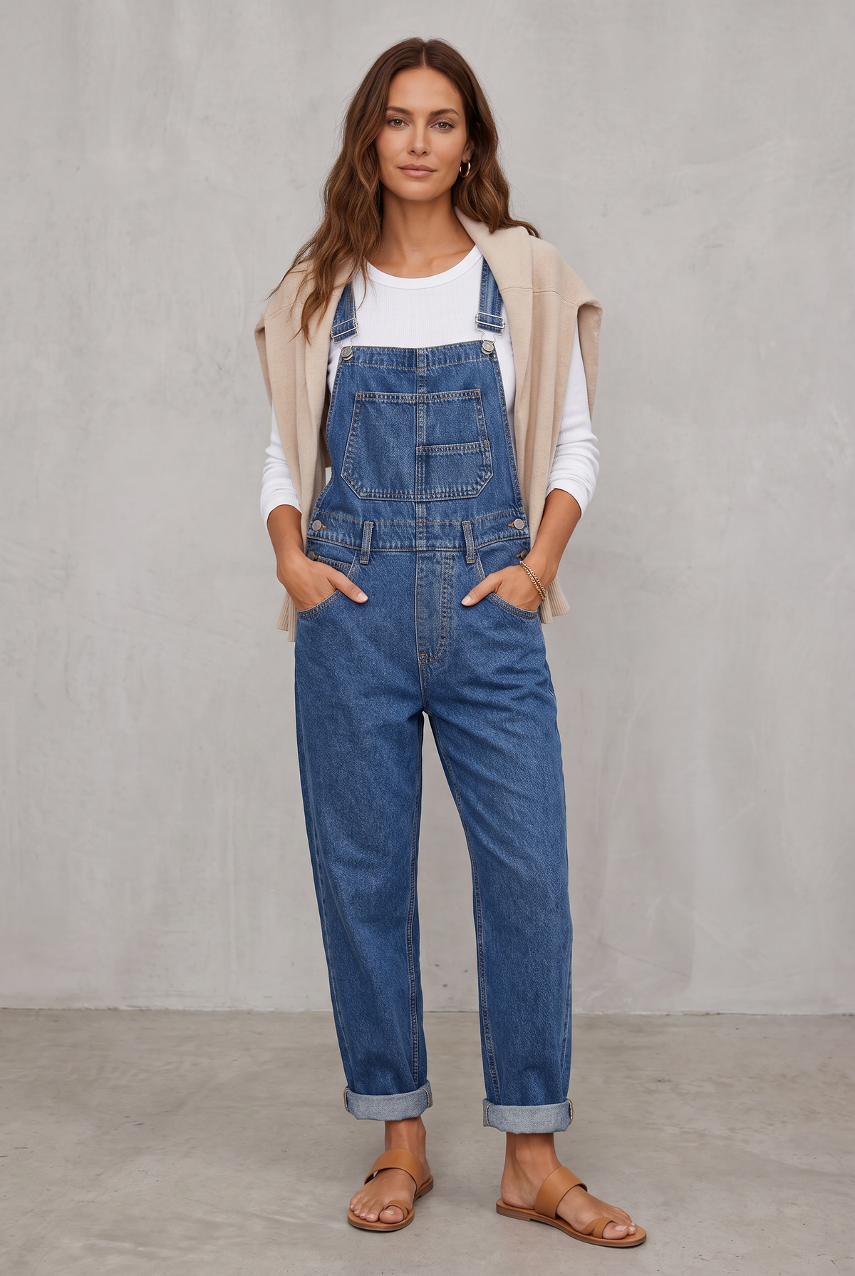 Denim Utility Overalls with Relaxed Fit Comfort For Women