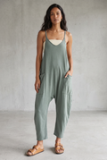 Brown Sleeveless Pocket Jumpsuit For Women