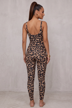 Leopard Print Scoop Neck Jumpsuit For Women