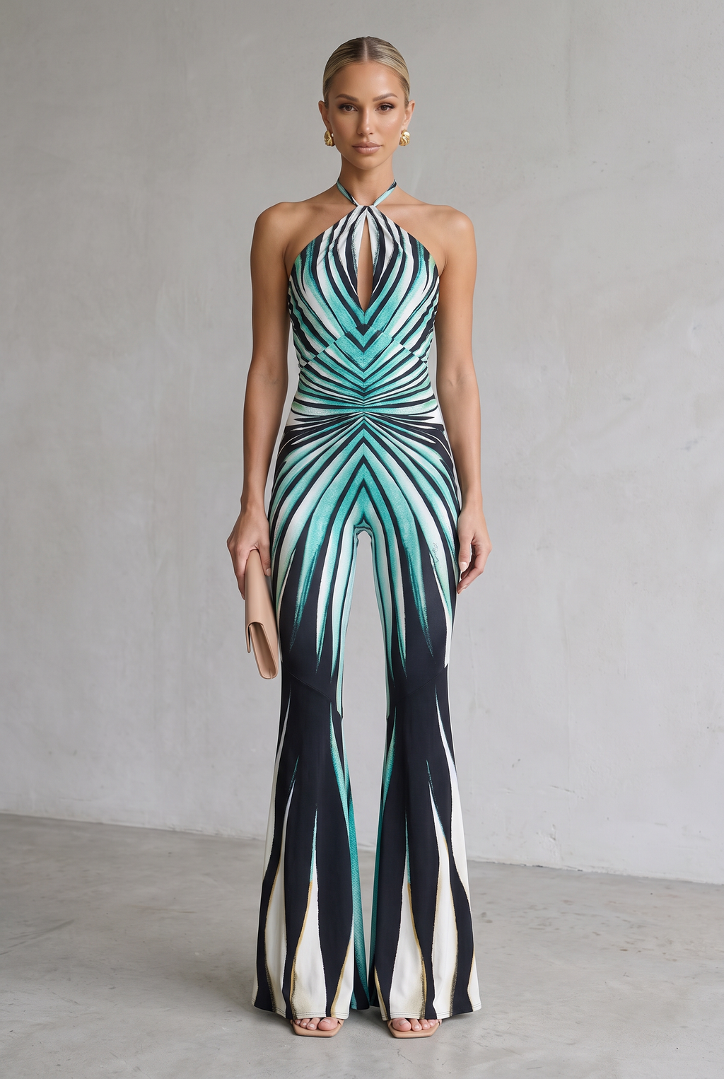 Printed Halter Neck Jumpsuit For Women