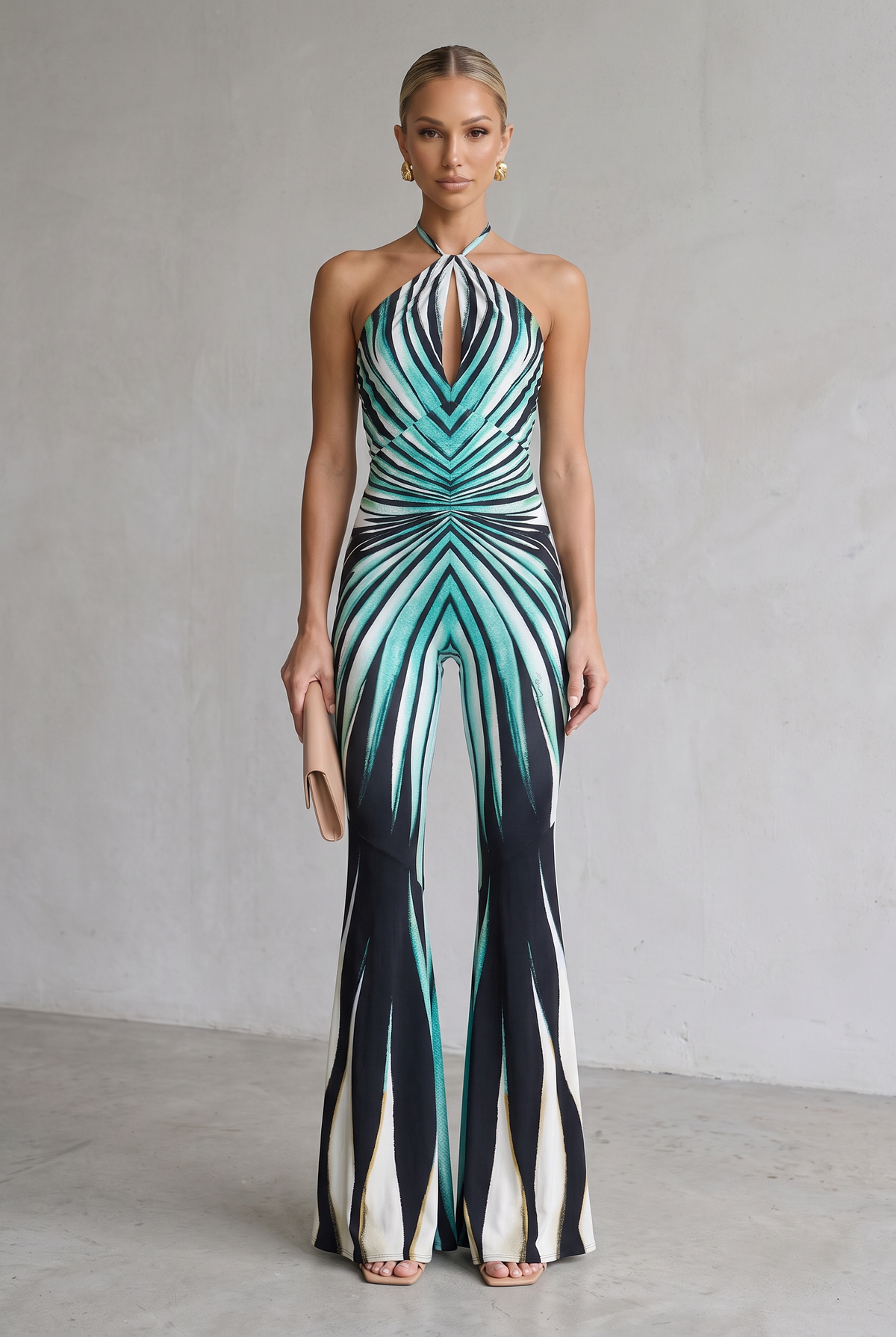 Printed Halter Neck Jumpsuit For Women