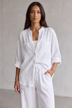 Linen Look Wide Leg Two Piece Set For Women