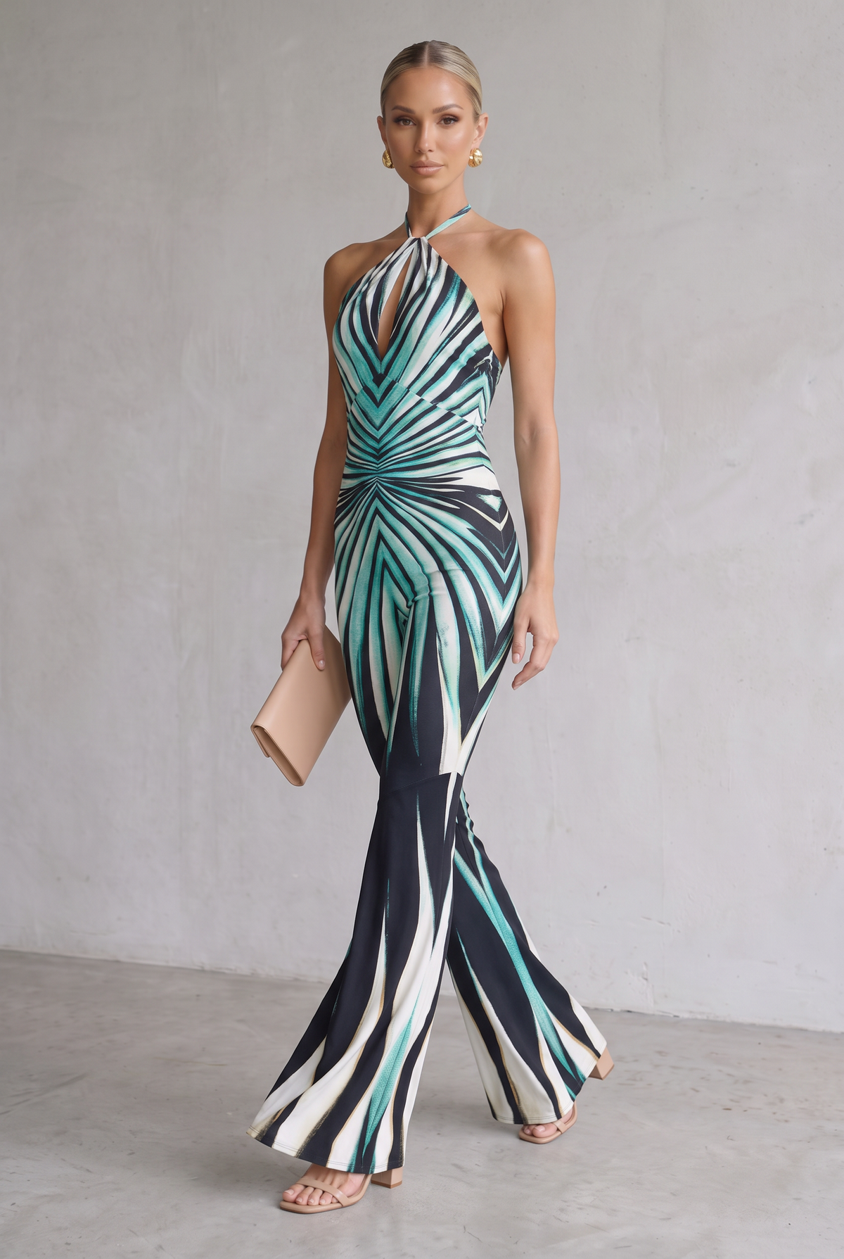 Printed Halter Neck Jumpsuit For Women