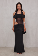 Women's Off-Shoulder Mesh-Panel Cocktail Party Dress