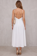 Women's High-Slit Cut-Out Cocktail Party Dress V-Neck Midi
