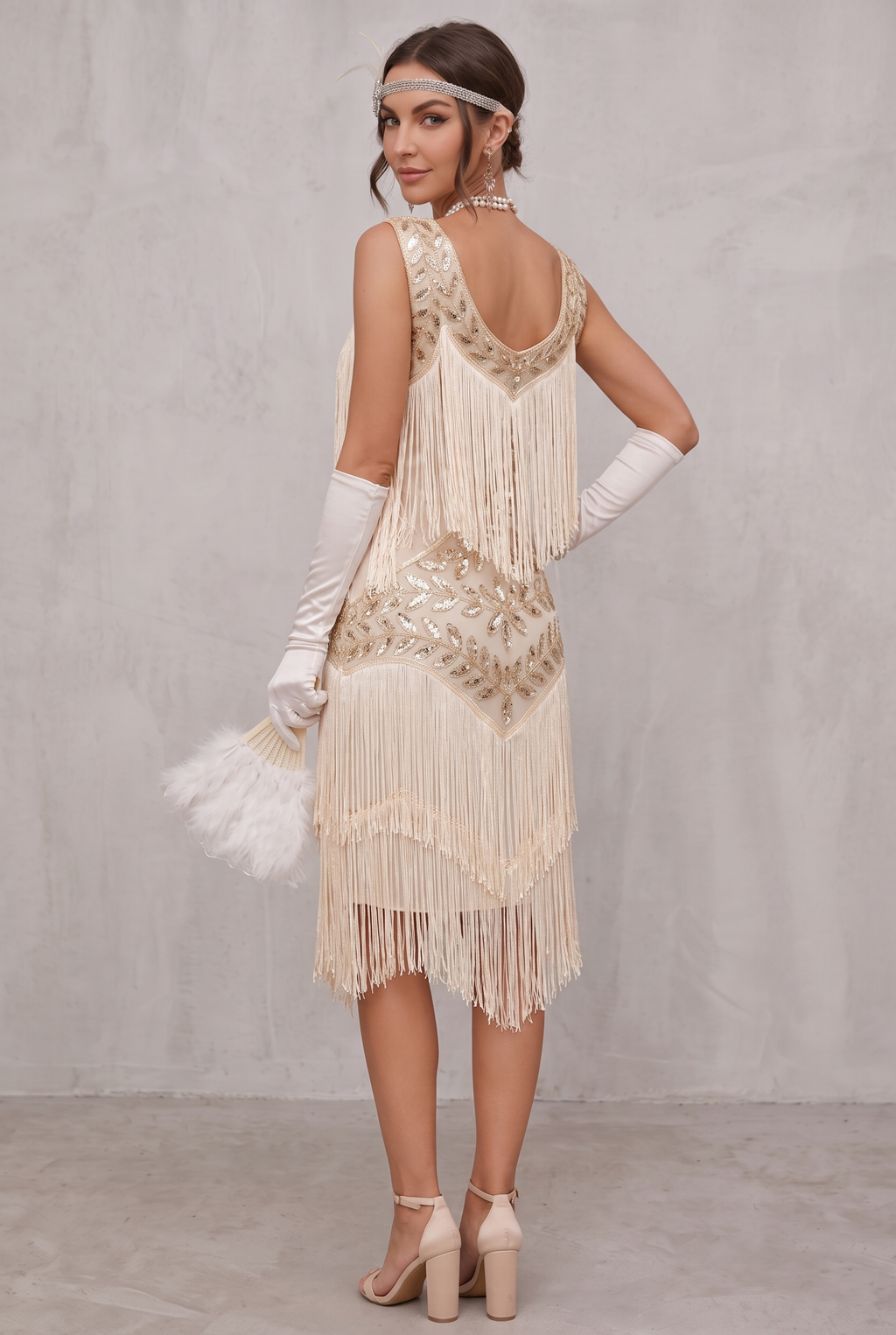 Women's 1920s Sequin Fringe Cocktail Party Dress Flapper Style