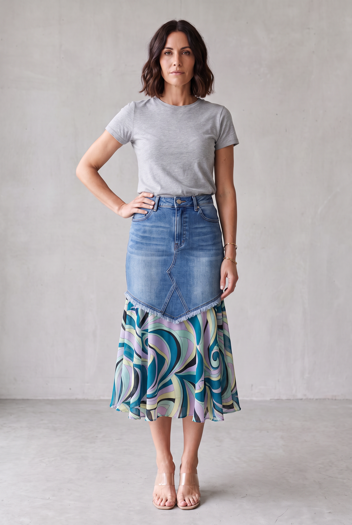 Audrey Denim Mermaid Skirt - Peacock Blue