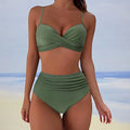 Khaki Twist High Waist Bikini Set For Women