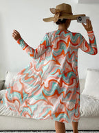 Swirl Print Bikini Set With Cover-Up For Women