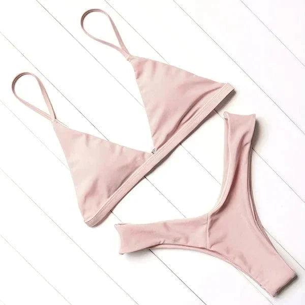 Hot Pink Triangle Bikini Set For Women