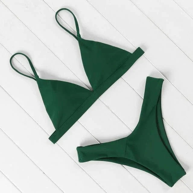 Hot Pink Triangle Bikini Set For Women