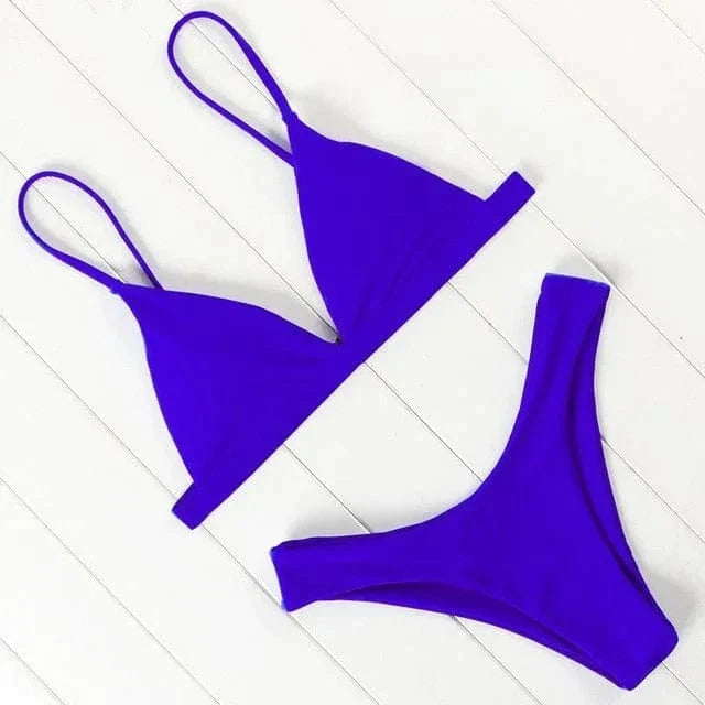 Hot Pink Triangle Bikini Set For Women