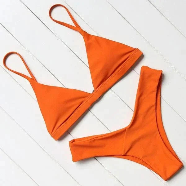 Hot Pink Triangle Bikini Set For Women