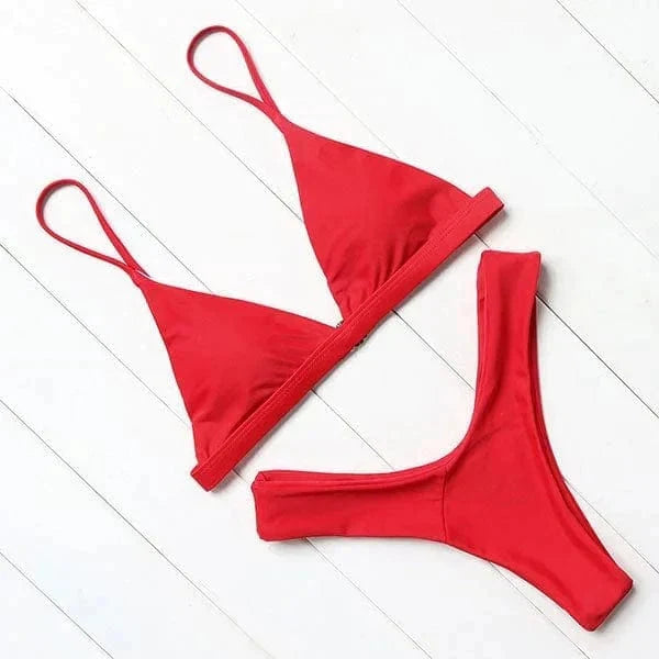 Hot Pink Triangle Bikini Set For Women