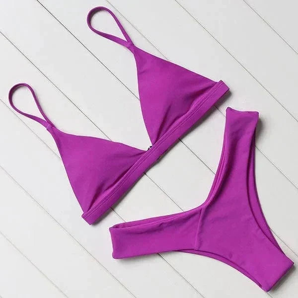 Hot Pink Triangle Bikini Set For Women
