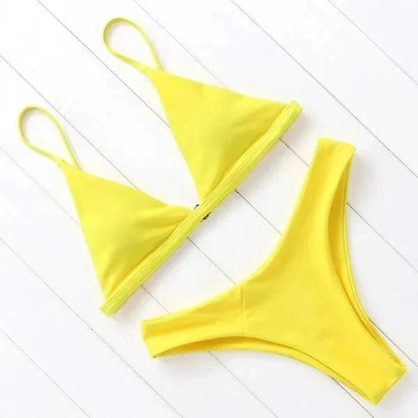 Hot Pink Triangle Bikini Set For Women